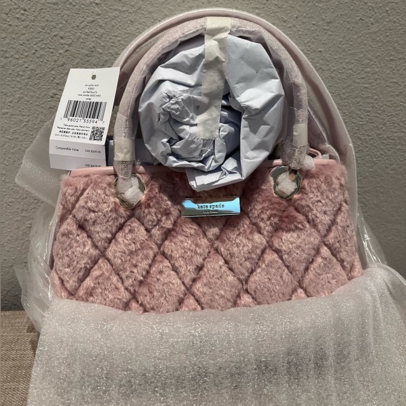 ♠️kate spade Carey Faux Fur Small Sullivan Satchel, Rose Smoke NWT - Picture 8 of 10